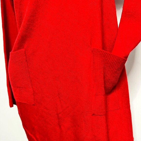 Ny Collection Red Asymmetrical Turtleneck Sweater Dress With Pockets Size S - Picture 8 of 11